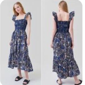 CARA CARA Ruby Dress In Palm Stripes Navy size small